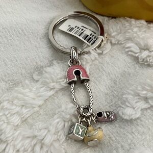 Brighton Silver Keychain with Pink and Yellow Charms
